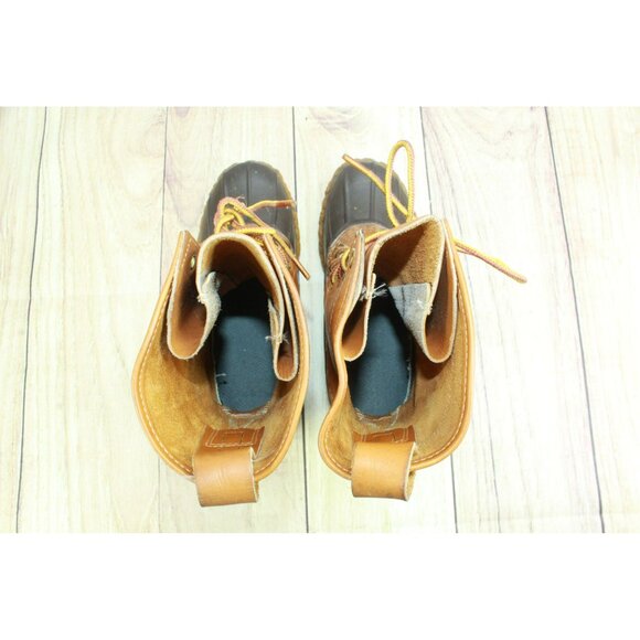 Vintage LL Bean Brown Leather Lace-Up Unlined Mid-Calf Duck Boots Size 6 M - Picture 7 of 9